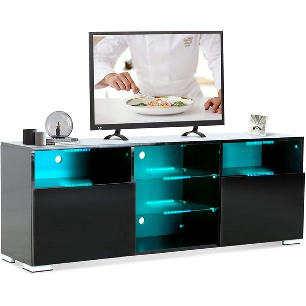 LED Modern 130cm TV Unit Cabinet Stand Sideboard Floating Gloss Door
